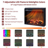 IFBUY 54" Farmhouse Electric Fireplace with Mantel, 33" Tall LED Fireplace TV Stand w/7 Lighting Colors, 23'' Freestanding Electric Fireplace Heater, Open Adjustable Shelves & Drawers, Grey IFBUY