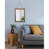 AAZZKANG Rustic Wood Mirror Rectangle Decorative Wall Mirrors with Frame for Bedroom Living Room Bathroom Entryway Hanging Small Brown AAZZKANG