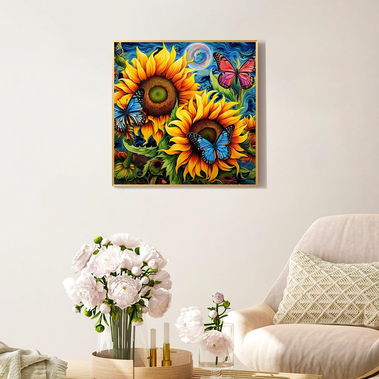 Reivworl Flowers Paint by Numbers Kit for Adults, Sunflower Paint by Number for Adults, Adult Paint by Number Kits for Gifts and Wall Decor 12x12 Inch Reivworl