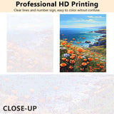 TUMOVO Paint by Number for Adults Flowers Sea Landscape Paint-by-Number Kits Poppies Ocean Kids Adult Paint by Number Sea View DIY Painting by Numbers for Adults Canvas Arts Craft, 16"x20" TUMOVO