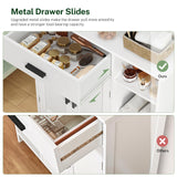 FIONESO Bathroom Cabinet, Storage Cabinet with 2 Doors and 3 Shelves, Coffee Bar Cabinet, Floor Cabinet, for Bathroom/Entryway/Living Room, White FIONESO