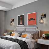 Black Wall Sconces with Dimmer ON/Off Switch, Cage Wall Mount Light Fixture Industrial Farmhouse Lighting for Living Room Kitchen, C71Y215 Lightess