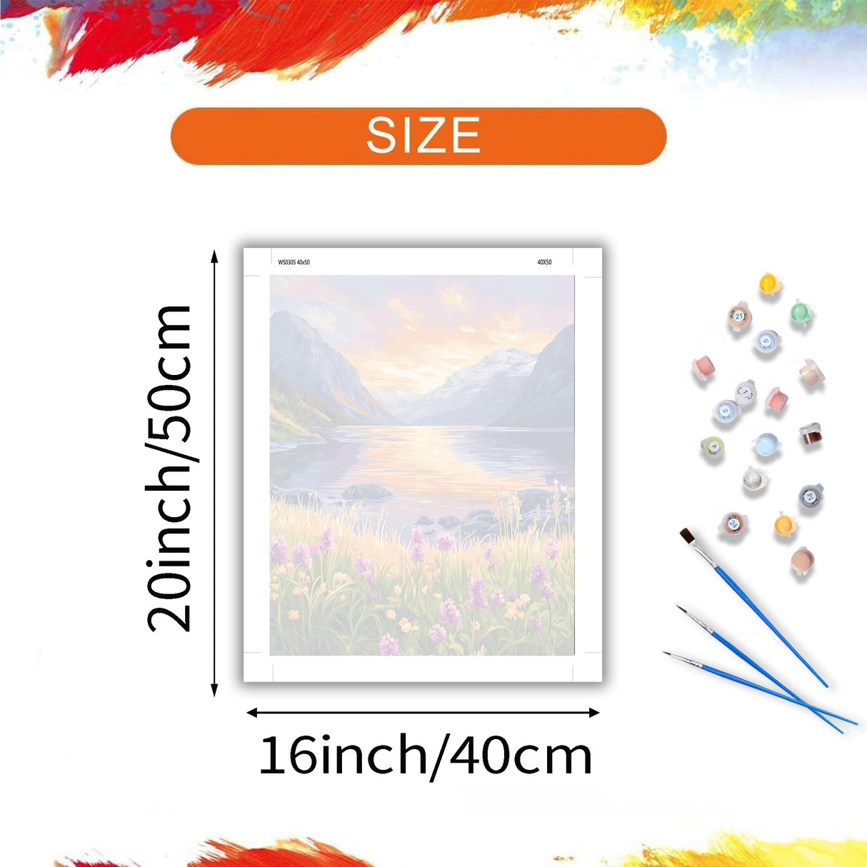 Mountain Valley Landscape Paint by Number for Adult, Lake Flower Paint by Number Kits, Sunset Scenery Nature Spring DIY Acrylic Painting for Home Decor(16×20inches, No Frame) ARNLRDYA