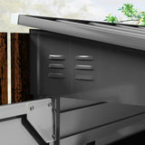 Outsunny 4.6' x 9' Steel Outdoor Storage Shed, Lean to Shed, Metal Tool House with Foundation Kit, Lockable Doors, Gloves and 2 Air Vents for Backyard, Patio, Lawn, Dark Gray Outsunny