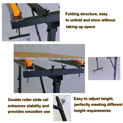 QJSZMEI Metal Sawhorse Folding, Power Tool Stands, Double Row Support Portable Sawhorse Roller Stand with 54 Conveying Pulleys, Miter Saw Stand, for Woodworkers Carpenters and Contractors - WoodArtSupply