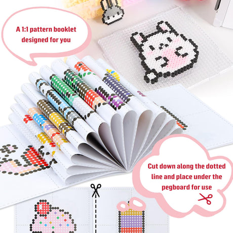QUEFE 5200pcs Fuse Beads Kit for Boys and Girls, 24 Colors 5mm Melting Beads Set Including Pegboards, Ironing Paper, Tweezers, Colorful Hooks for Birthday and Christmas Gift QUEFE