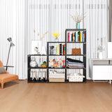 JIUYOTREE Portable Bookcase, 9 Cube Closet Storage Organizer Bookshelf,Clothes Storage for Living Room,Study Room,Bedroom, Black JIUYOTREE