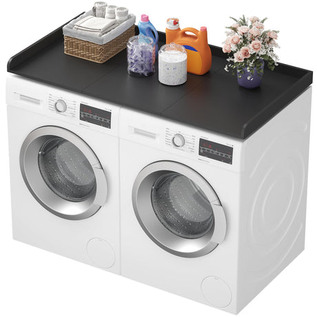 Lifewit Washer Dryer Countertop, Spice Type, 54" Length x 27.5" Width Melamine Covers with Edge Rails for The Top, Laundry Room Storage and Organization, Black Lifewit