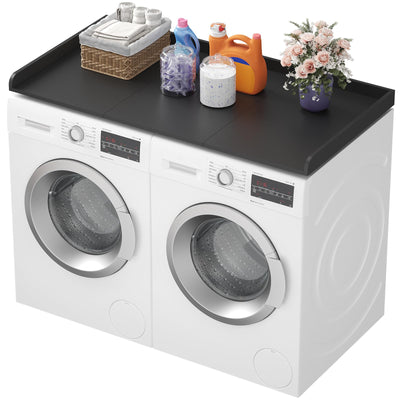 Lifewit Washer Dryer Countertop, Spice Type, 54" Length x 27.5" Width Melamine Covers with Edge Rails for The Top, Laundry Room Storage and Organization, Black