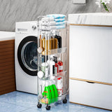 Yieach 4 Tier Rolling Cart with Wheels,Clear Narrow Bathroom Rack Organizer,Slim Storage Cart,Three Tier Thin Shelf and Narrow Rolling Utility Cart for Small Space Shelf,Dorm Room,Kitchen,Laundry Yieach