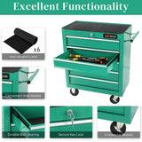 WTRAVEL Rolling Tool Chest with 5-Drawer Tool Box with Wheels Multifunctional Tool Cart Mechanic Tool Storage Cabinet for Garage, Warehouse, Workshop, Repair Shop (Green) WTRAVEL