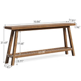 LITTLE TREE 70.9-Inch Extra Long Console Table for Entryway, 2-Tier Narrow Wooden Sofa Table Behind Couch, Large Sofa Tables for Living Room, Farmhouse Foyer Hallway Entry Table, Rustic Brown LITTLE TREE