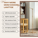 Lanttoe Crib Mobile Arm Wooden Floorstanding - 61 Inches Mobile Arm for Crib|Movable Baby Mobile Hanger|Strong Anti-Dumping Attachment|100% Natural EU Beech Wood|Thicker Wooden Pole|Boho Nursery Decor Lanttoe