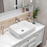 Sinber 19" x 15" x 5.31" White Rectangular Ceramic Countertop Bathroom Vanity Vessel Sink BVS1915A-OL Sinber