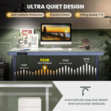 Giantex Glass Standing Desk with Drawer, 48" x 24" Height Adjustable Electric Stand Up Desk with Tempered Glass Top, 2 Memory Positions & USB Type-C Outlets, Sit Stand Desk for Home Office, White Giantex