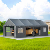 LPdorbe Carport 13"x 25"Heavy Duty Car Port with 4 Roll-up Doors and Ventilated Windows,Portable Outdoor Garage w/Removable Sidewalls for Car,Truck,Tractors,Boats,Party Canopy LPdorbe