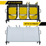 UPGORILO Folding Table and Chairs Cart - Innovative Mobile Chair Dolly, 42 Folding Chairs Capacity, Heavy Duty Metal Folding Chair Rack with Rubber Locking Wheels UPGORILO