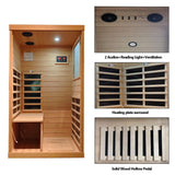 KUNSANA Infrared Sauna 1 Person, Far Infrared Saunas for Home, Low EMF Indoor Sauna, Home Sauna, 1050W, Canadian Hemlock, Smart Display, Bluetooth, Reading Lamp KUNSANA
