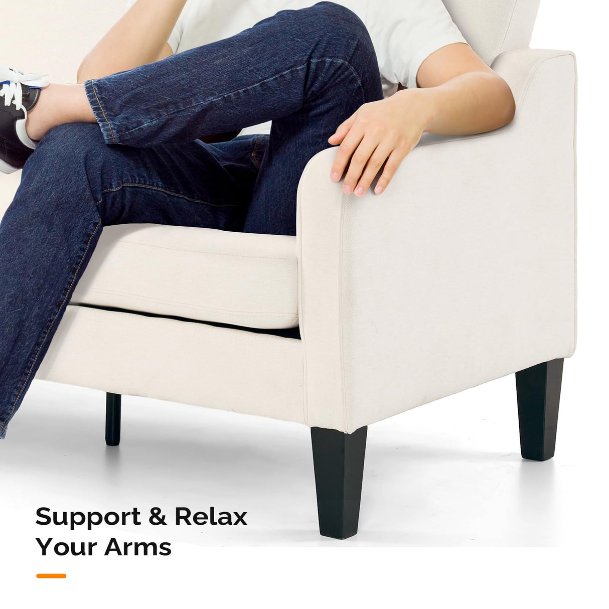 VINGLI Small Couch Sofa 71" Comfy Couches for Living Room Beige 3 Seat Sofa Couch Mid Century Modern Sofa Furniture Couches with Scooped Arms for Small Spaces, Bedroom, Apartment, Studio VINGLI