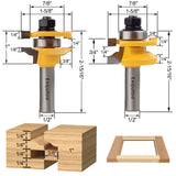 Exqutoo 3PCS 1/2" Shank Router Bit Set, Raised Panel Cabinet Door Making Router Bits, Cemented Carbide Router Bits, Woodworking Tools Router Door & Window Bits (Tenon Joint Cutter Diameter: 1-5/8") Exqutoo