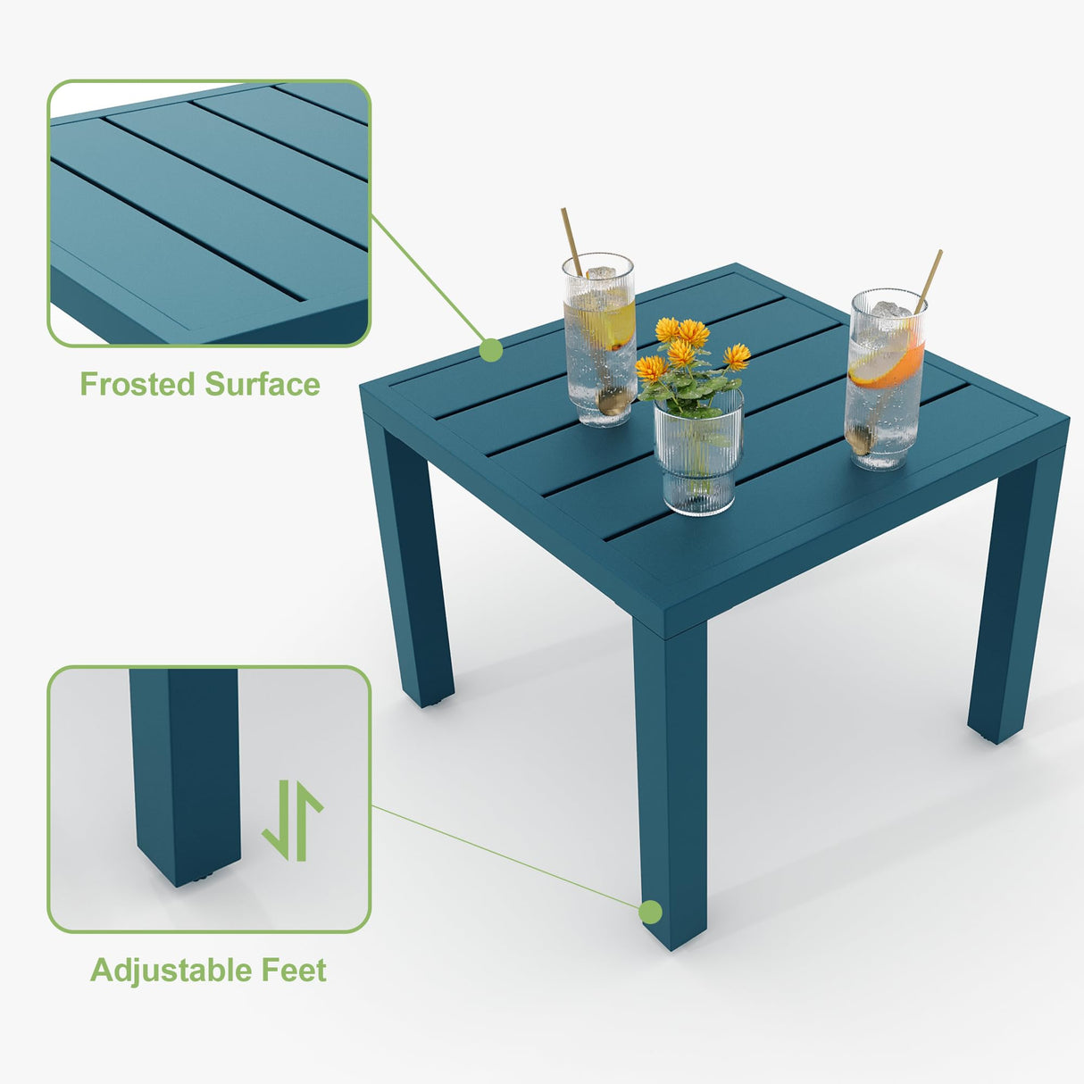 GAOMON 3 Piece Patio Bistro Set, Outdoor Patio Furniture Set with Coffee Table, Conversation Sets for Apartment Balcony, Backyard, Porch, Peacock Blue GAOMON