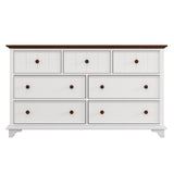 Merax Dresser, White+Walnut Modern Farmhouse Set-Wood 6 Drawers Bedroom, Tall Storage Cabinet for Closet, TV Stand Merax