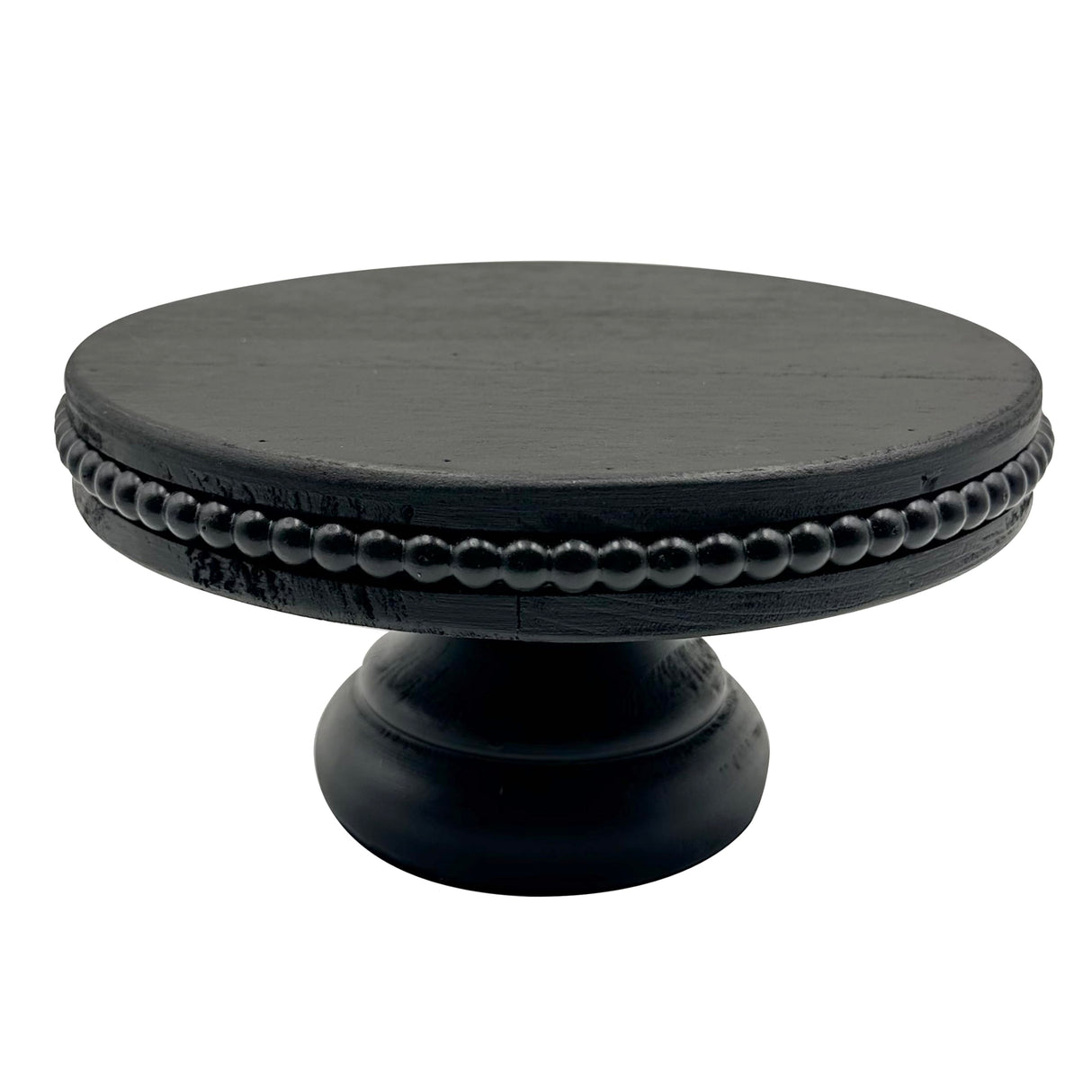 dwellington White Wash Display Wood Riser, 8.25¡± Shabby Chic Pedestal Tray Decor with Beads, Farmhouse Display Stands for Coffee Bar, Bathroom, Kitchen Island (Black) dwellington