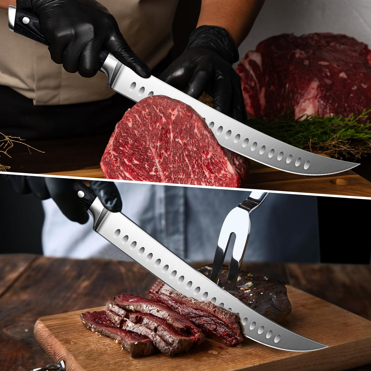 SHAN ZU 12" Carving Slicing Knife - Brisket Slicing Meat Knife Professional German 1.4116 Stainless Steel Razor Sharp Blade, Ergonomic Wood Handle & Full Tang Design, Gift Box Included SHAN ZU