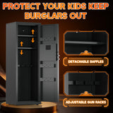 6-9 Gun Safe for Rifles and Pistols, Quick Access Electronic Key Lock, Alarm Mute Function, Black Steel, Adjustable Shelves & Gun Racks, Floor Mount Karuikev