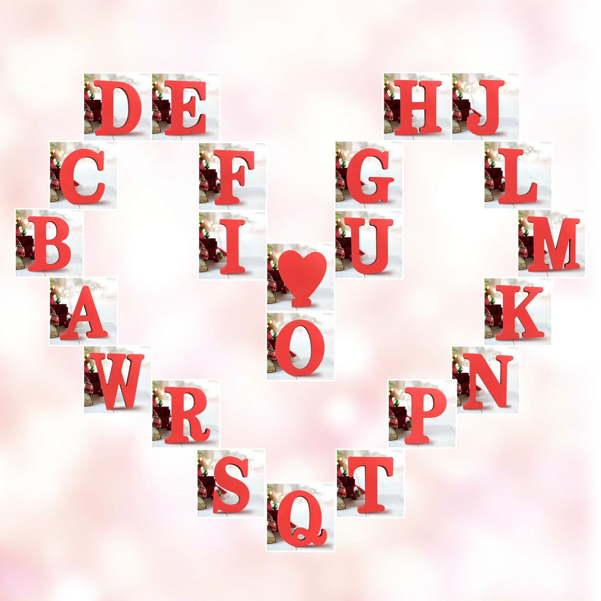 AOCEAN 6 Inch Red Wood Letters Unfinished Wood Letters for Wall Decor Decorative Standing Letters Slices Sign Board Decoration for Craft Home Party Projects (C) AOCEAN