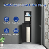 Bernkot in Wall Toilet Paper Niche w/Shelf, Recessed Toilet Roll Holder for Bathroom Remodeling, 304 Stainless Steel Covered Brush Holder (Matte Black) Bernkot