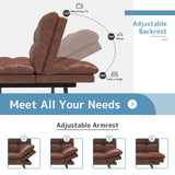 wOod-it Futon Sofa Bed, Memory Foam Foldable Couch Convertible Loveseat Sleeper Daybed with Adjustable Armrests for Small Space, Studio, Office, Apartment, Compact Living Room, Brown wOod-it