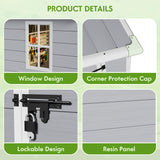 Flamaker 6 x 4 FT Outdoor Storage Shed, Garden Resin Shed with Floor, Plastic Tool Shed with Lockable Door for Backyard Patio Lawn Pool Flamaker