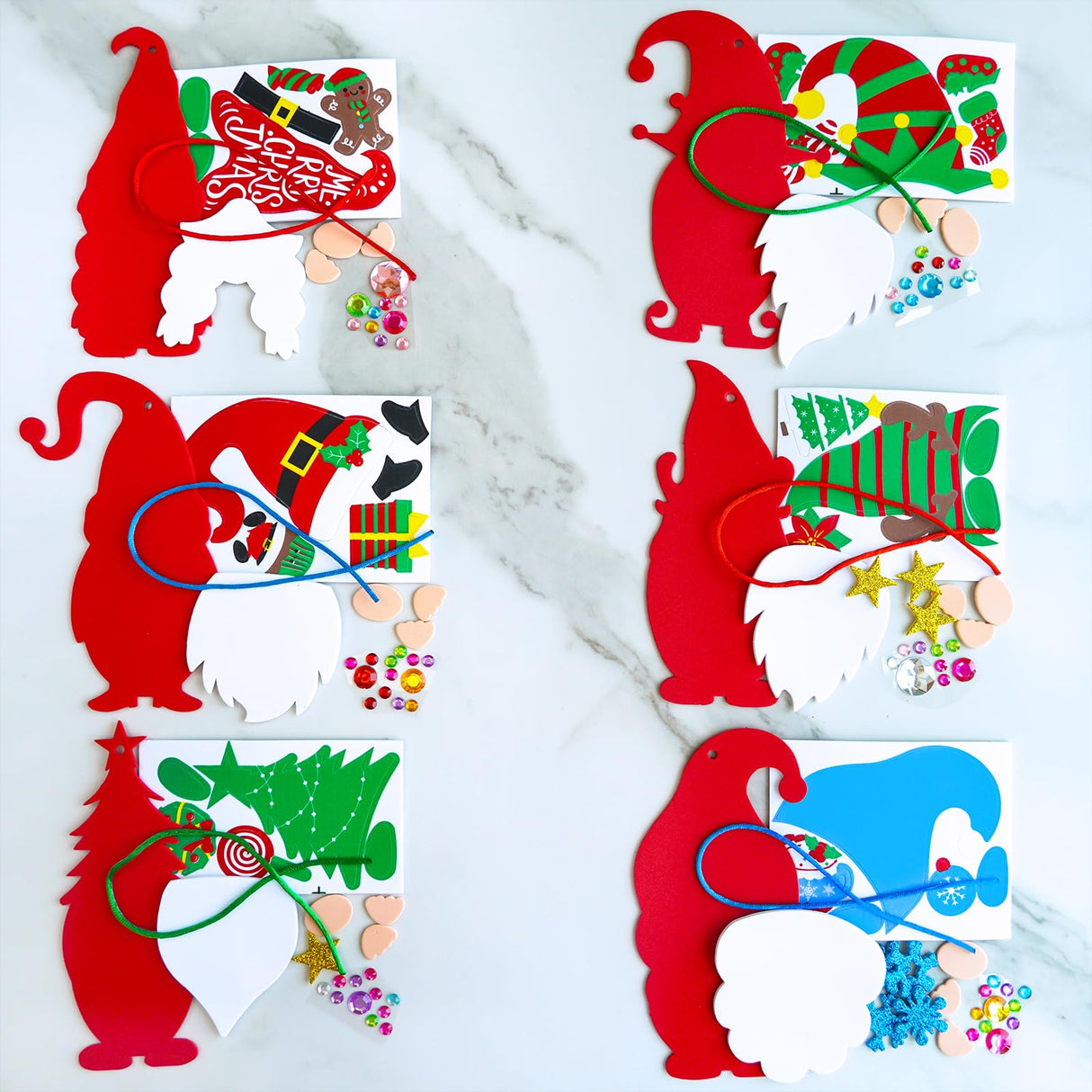 Winlyn 24 Sets Christmas Craft Kits - Winter Crafts DIY Gnome Ornaments & Decorations Art Sets with Foam Stickers for Kids Holiday Seasonal Home & Classroom Activities Party Favors Winlyn