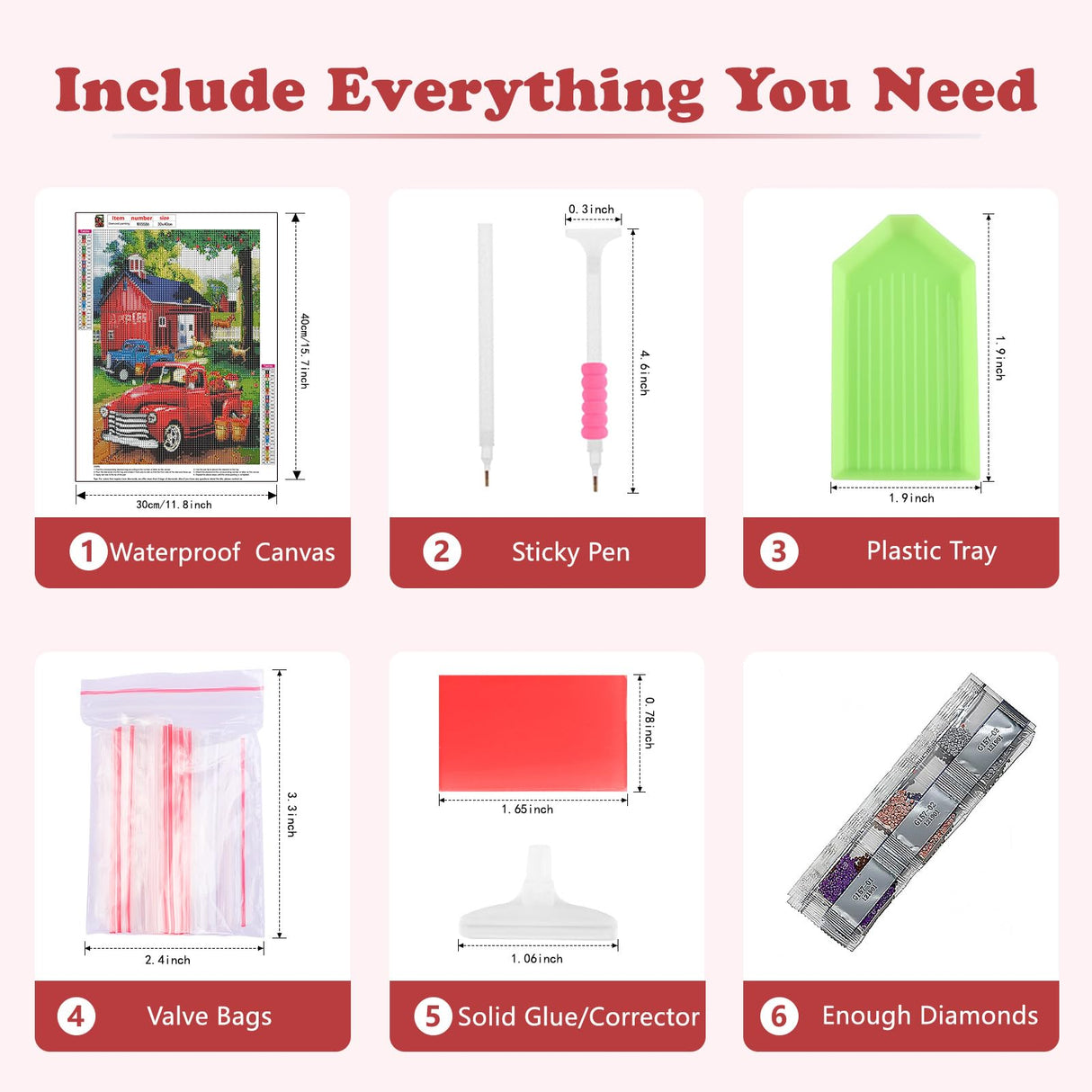 SENQAO Red Truck Diamond Painting Kits for Adults - Full Drill Diamond Dots Paintings for Beginners, Round 5D Paint with Diamonds Pictures Gem Art Painting Kits DIY Adult Crafts Kits 12x16inch SENQAO