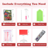 SENQAO Red Truck Diamond Painting Kits for Adults - Full Drill Diamond Dots Paintings for Beginners, Round 5D Paint with Diamonds Pictures Gem Art Painting Kits DIY Adult Crafts Kits 12x16inch SENQAO