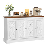 YITAHOME Sideboard Buffet Cabinet with Storage, 59" Buffet Storage with 4 Doors, Modern Farmhouse Coffee Bar Station Wood Kitchen Table with Adjustable Shelves for Kitchen, Living Room (White) YITAHOME