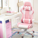 Homall Gaming Chair, Office Chair High Back Computer Chair Leather Desk Chair Racing Executive Ergonomic Adjustable Swivel Task Chair with Headrest and Lumbar Support (Pink) Homall