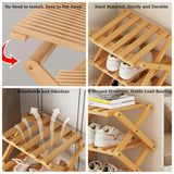 XZXWZX Shoe Rack, Bamboo Foldable Shoes Organizer Free Standing Shelf for Entryway, Closet, Bedroom, Hallway, | Natural | Functional | Multifunctional Shoe Rack (Wood Color) 7 Layers XZXWZX
