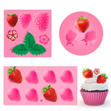 3 Pcs 3D Strawberry and Flowers Silicone Mold Strawberry Baking Mold Fruit Fondant Handmade Candy Jelly Bakeware for Baking Chocolate Pan Cake Kid Cupcake Soap Candle Clay Resin Wax Making Cunhill