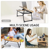 wishacc Book Stand for Reading in Bed, Bamboo Laptop Stand Adjustable Book Holder Tray with Page Paper Clips Multi Angles Adjustable Cooking Bookstands for Textbook Recipe Magazine Tablet Portable wishacc