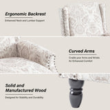 Recliner Chair, Upholstered Wingback Floral Pushback Armchair with Adjustable Backrest & Footrest, Comfy Accent Chair Reading Single Sofa for Small Spaces, Living Room, Bedroom (Beige, Set of 1) DREAMSIDEA