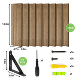 Fixwal Floating Shelves Width 4.7in Rustic Wood Wall Shelves Set of 8, Wall Shelves for Bedroom, Living Room, Kitchen, Bathroom, Office Decor and Plants Display (Carbonized Black) Fixwal