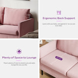 TYBOATLE Sofa Couch Mid Century Modern Small Loveseat for Living Room, 51" W Mini Little Upholstered 2-Seater Love Seats w/Iron Legs for Compact Small Space, Apartment, Bedroom, Dorm, Office (Pink) TYBOATLE