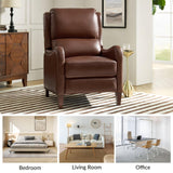 HULALA HOME Leather Recliner Chair Set of 2, Modern Push Back Recliner Armchair with Adjustable Backrest & Footrest,Comfy Upholstered Lazyboy Single Sofa for Home Theater Bedroom Living Room, Brown HULALA HOME