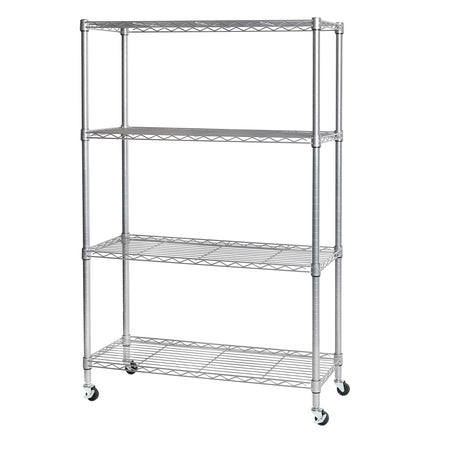 Seville Classics Solid Steel Wire Shelving Storage Unit Adjustable Shelves Organizer Rack, for Home, Kitchen, Office, Garage, Bedroom, Closet, Silver, 4-Tier, 36" W x 14" D Seville Classics
