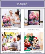 MIRCVSH Flowers Paint by Numbers Kit for Adults Framed,Pink Rose Paint by Number for Adults,Adults' Paint-by-Number Kits on Canvas with Wooden Easel for Home Wall Decor 12X16 Inch MIRCVSH