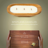 Spotless Leopard Pure Vanilla Bowl Candle -Vanilla Wooden Dough Bowl Candle Three Wooden Wicks - 240g (8.5 oz) in Gift Box and Protective Shipping Box Gift for Her Spotless Leopard