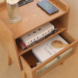 AWASEN Mid Century Nightstand with Charging Station, Modern Bedside Table with Glass Decorative Drawer, Small End Table Side Table with 2 Tiers Storage for Bedroom, Office and Small Space(Brown) AWASEN