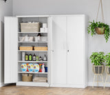MIIIKO Storage Cabinet with Locking Doors, 72" White Metal 5-Shelf Cabinet, 36" Wide Snaplt Steel Cabinet for Home Office, Pantry, School… MIIIKO